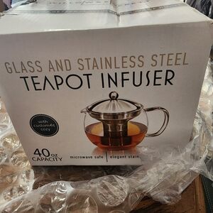 Glass and Stainless Steel Teapot Infuser - Clear and Silver